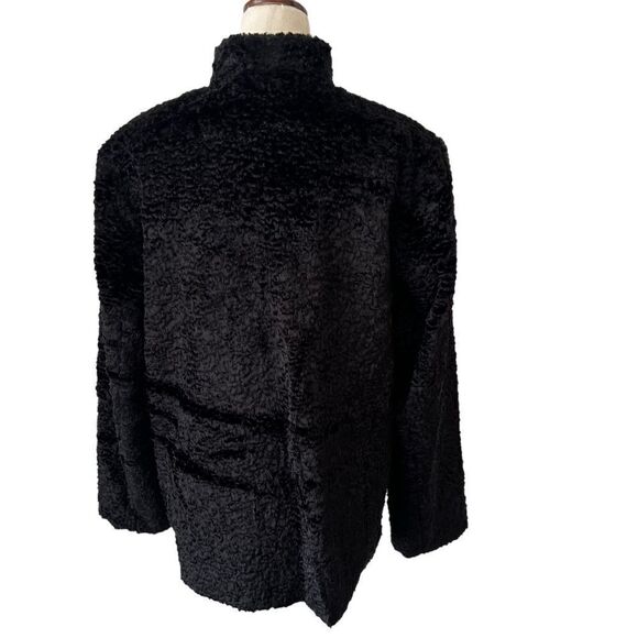 Vintage Laura Ashley Faux Shearling Black Cocktail Jacket- one button - Picture 4 of 7